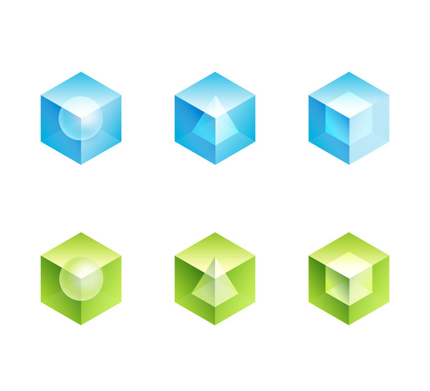 σύνολο αφηρημένη επιχειρηματικής λογότυπο. κύβος διανυσματικά σχήματα εικονίδια  - Διάνυσμα, εικόνα