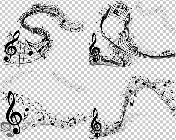 Набір з 4 музичних фонів
  - Вектор, зображення