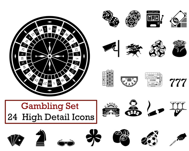 24 Glücksspiel-Ikonen - Vektor, Bild