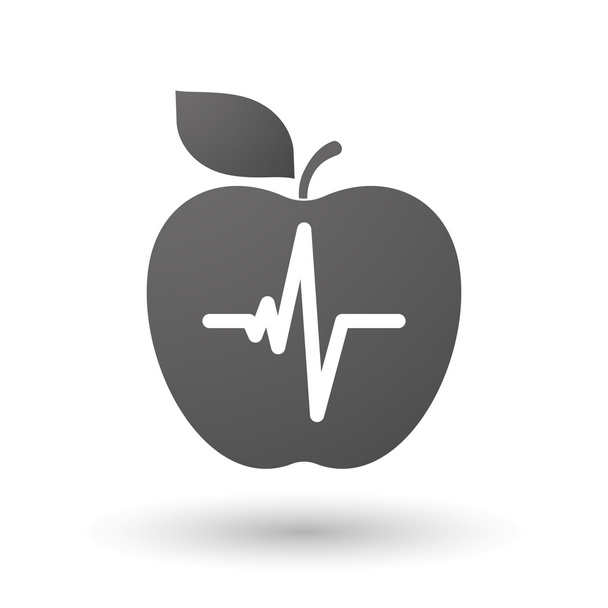 Apple icon with a heart beat sign - Vector, Image