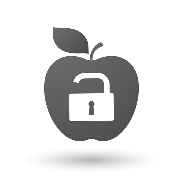 Значок Apple с открытым замком
 - Вектор,изображение
