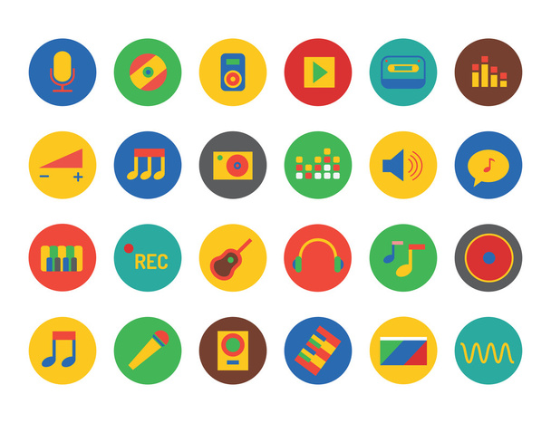 Conjunto de ícones musicais. Som, ferramentas de música, DJ, festa, nota
 - Foto, Imagem