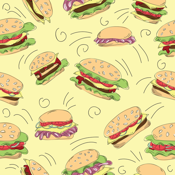 Fast food hamburger doodle set - Vetor, Imagem