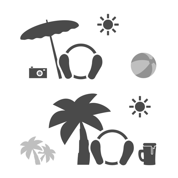 Beach Time - Emoticon Set - Vetor, Imagem