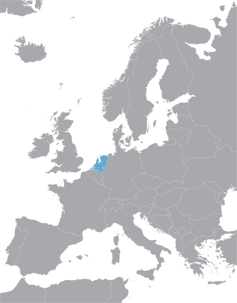 Mapa vetorial Grey Europe com indicação da Holanda
 - Vetor, Imagem