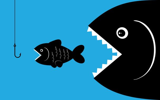 big fish with bait - Vector, Image