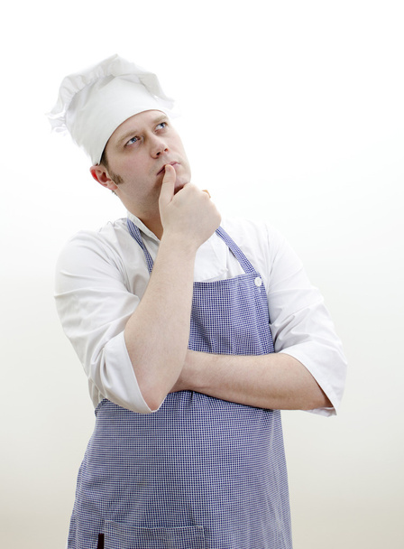 Portret van denken chef-kok - Foto, afbeelding