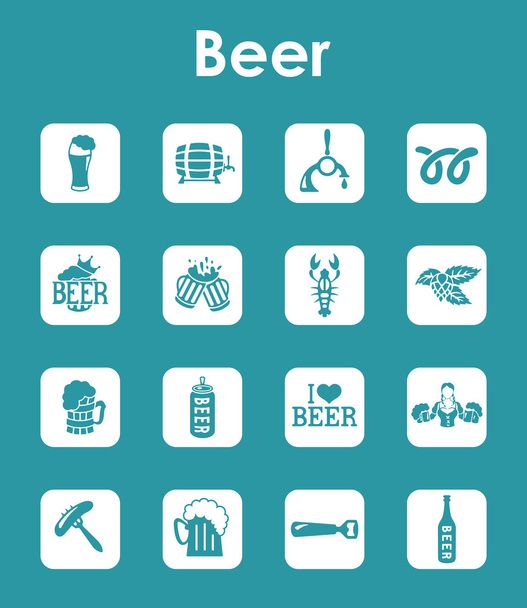 Set of beer simple icons - Vector, Image