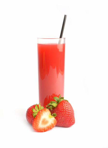 Strawberry juice on white - Фото, изображение