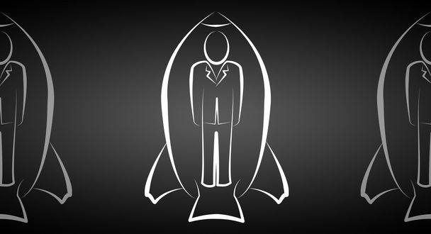 Illustration d'icône de fusée d'homme d'affaires
 - Photo, image