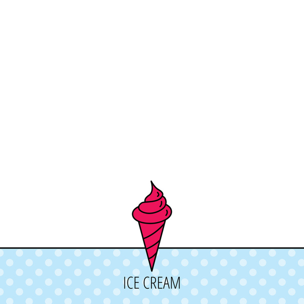 Ice cream icon. Sweet dessert in waffle cone. - Vecteur, image
