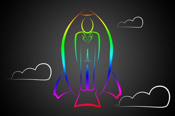 Geschäftsmann Rakete Symbol Illustration - Foto, Bild