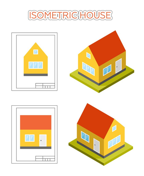 small cute isometric house - Vector, Image
