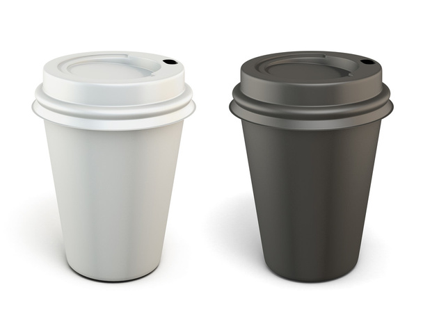 Plantilla tazas de plástico blanco y negro para café
 - Foto, Imagen