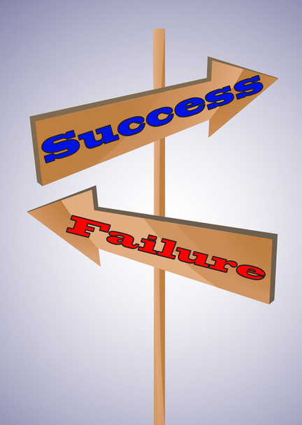 Wood arrows success and failure - Vector, Image