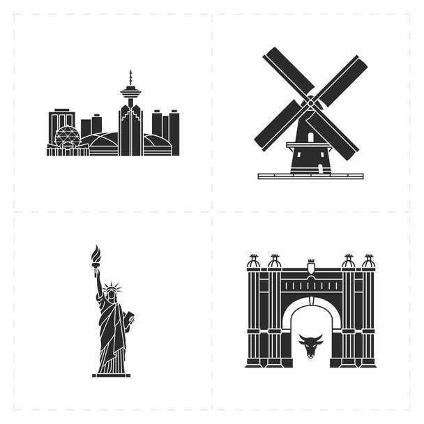 4 iconos emblemáticos planos
 - Vector, Imagen