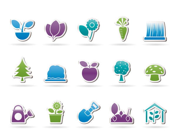 Different Plants and gardening Icons - Vector, Image