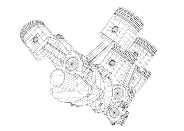 Pistões, motor V8
 - Foto, Imagem