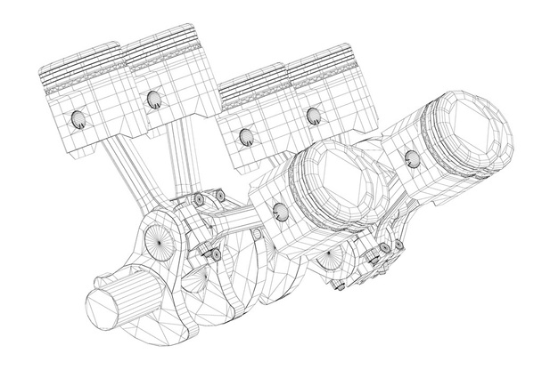 Zuigers, V8-motor - Foto, afbeelding