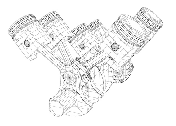 Kolben, V8-Motor - Foto, Bild