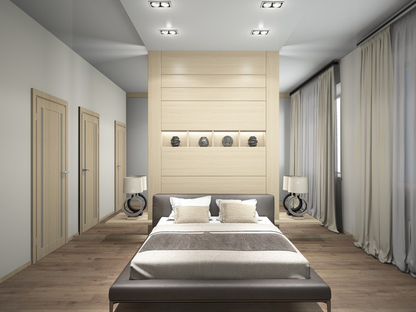 Interior moderno de un dormitorio 3d renderizado
 - Foto, Imagen