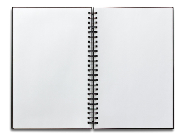 白で隔離されるスパイラル ノートを開く - 写真・画像