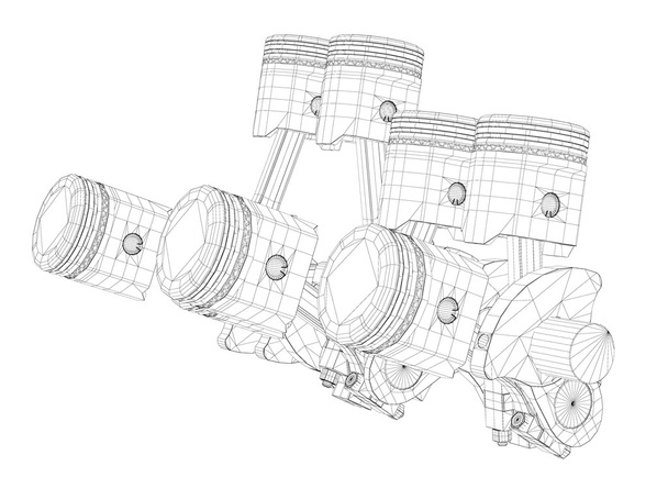 ピストン、v 型 8 気筒エンジン - 写真・画像