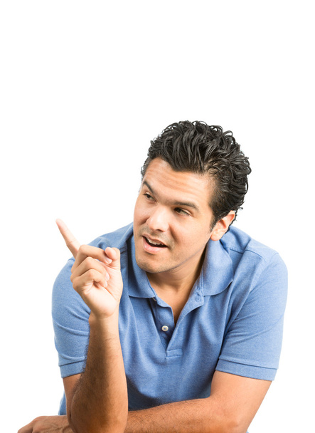 Finger Pointing Hispanic Male Blank Ad Space V - Foto, imagen