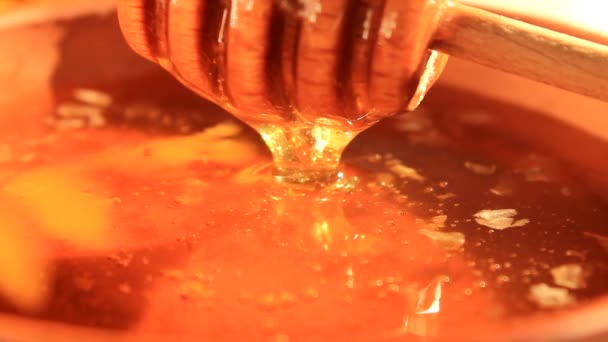 Honey pouring into a clay pot - Footage, Video