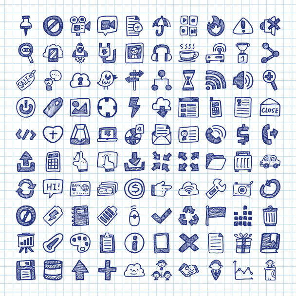 Doodle iconos web
 - Vector, imagen
