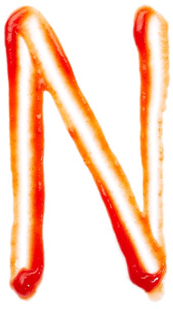 letter N made by ketchup - Photo, Image