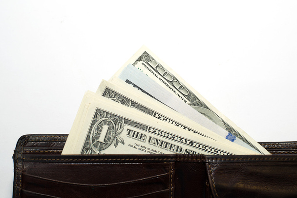 Régi pénztárca minket dollár bankjegyek belül - Fotó, kép