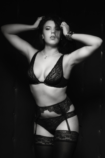 Sexy young woman wearing black underwear - Fotografie, Obrázek