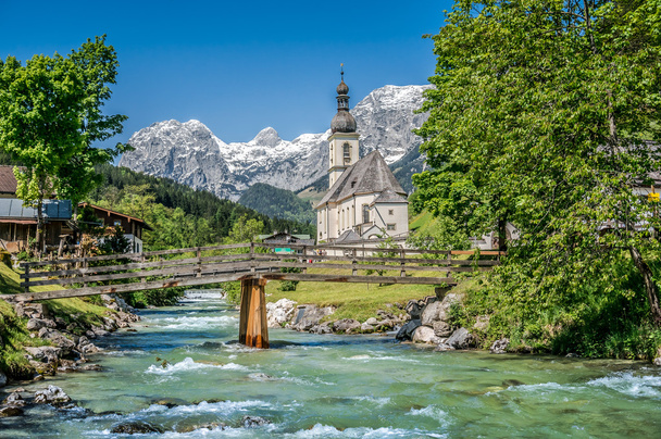 Ramsau horská vesnice, Berchtesgadener Land, Bavorsko, Německo - Fotografie, Obrázek