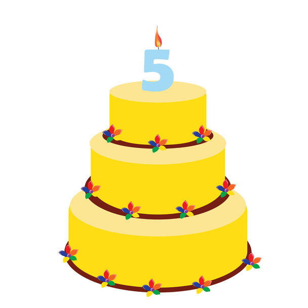 5 歳の誕生日ケーキ - ベクター画像