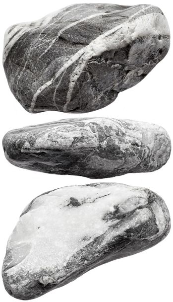 Pedras cinzentas no fundo branco
 - Foto, Imagem