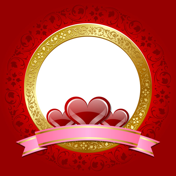 Valentine's day plaque with hearts and ornaments - Vektori, kuva