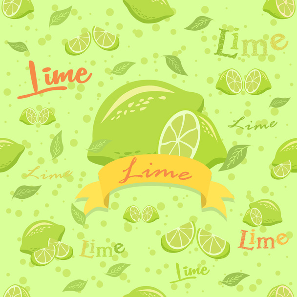 Lime Fruit Seamless Pattern - Vector, Image
