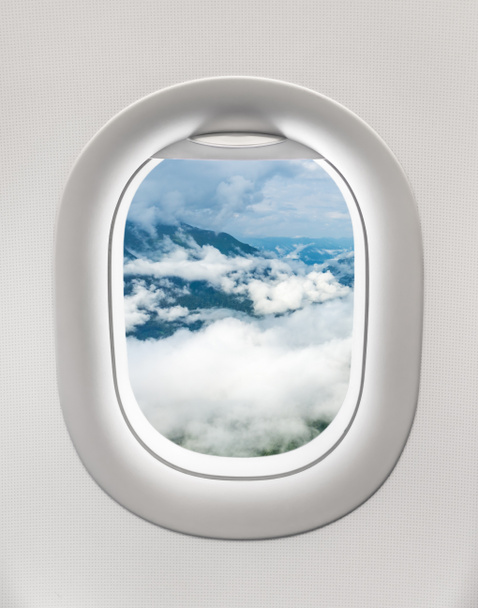 Při pohledu z okna letadla do hor v Gruzii - Fotografie, Obrázek