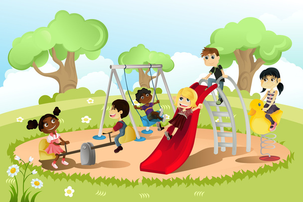 Children in playground - Vector, Image