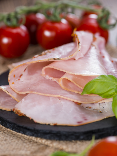 Portion of Ham with fresh herbs - 写真・画像