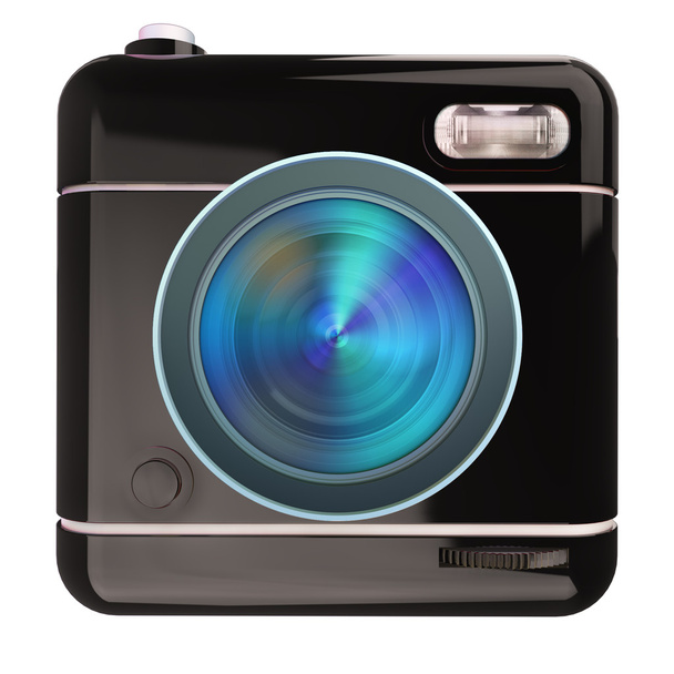 black photo camera icon - Foto, Imagem