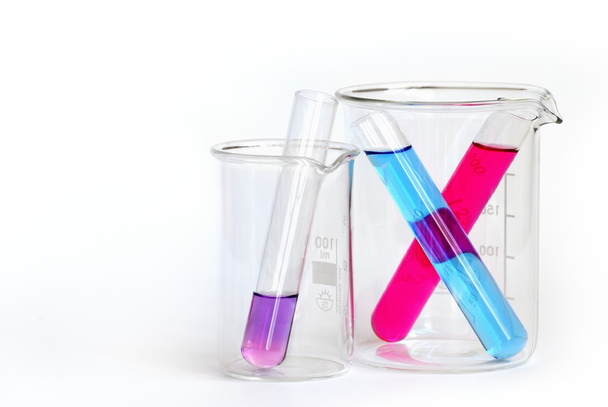 vaso de precipitados con tubos de ensayo llenos de productos químicos
 - Foto, imagen