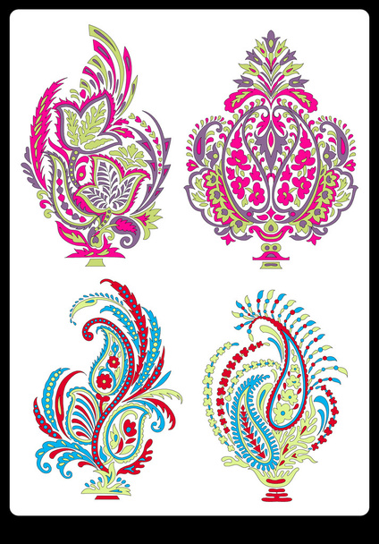 Textile motif art work with paisley and floral - Valokuva, kuva