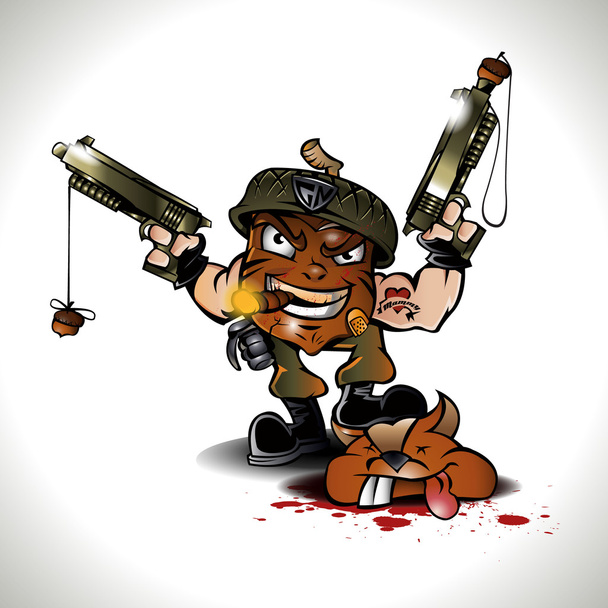 soldier nut cartoon.Vector Design - Vector, Image