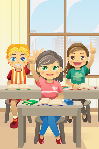 Kids in classroom - Vector, Image
