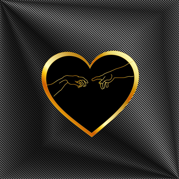Altın kalp ve metalik doku içinde Adem'in yaratılışı - Vektör, Görsel