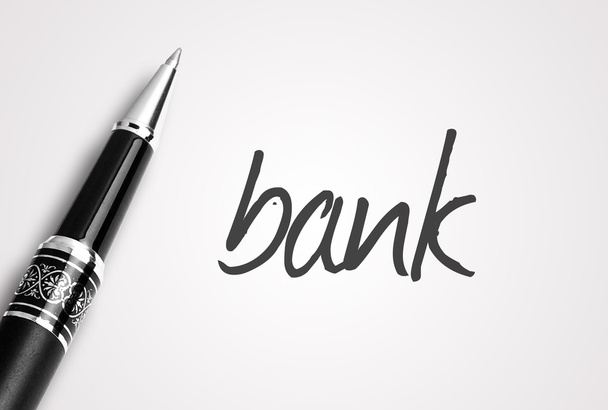 caneta escreve banco no papel
 - Foto, Imagem
