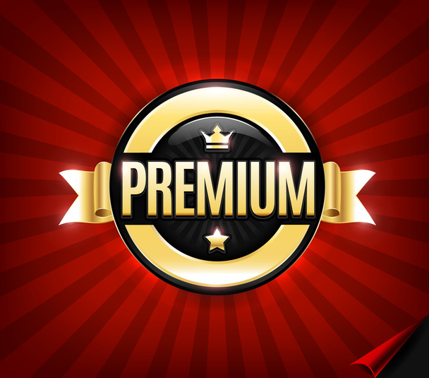 Golden Premium Quality Badge - Vector, afbeelding