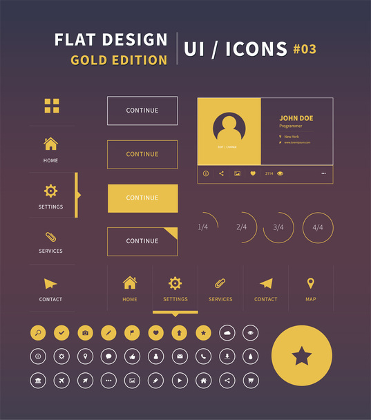 Clean Vector flat design ui kit for webdesign - Vector, Image